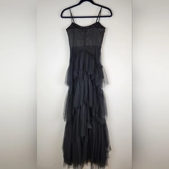 NWT City Studios Junior Sweetheart-Neck Tiered Dress on Blacl Size 12 - Picture 3 of 13